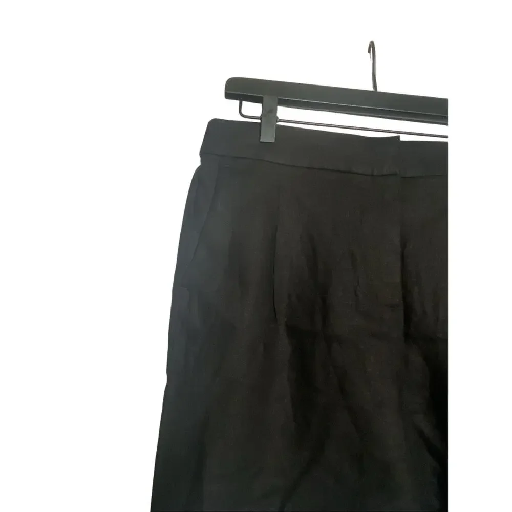 J.Crew Size 12 Black Linen Blend Shorts Women Elastic Waist In Back